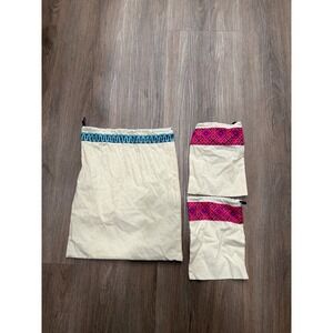 Tory Burch Cream Dust Bags with Pink and Blue Trim
